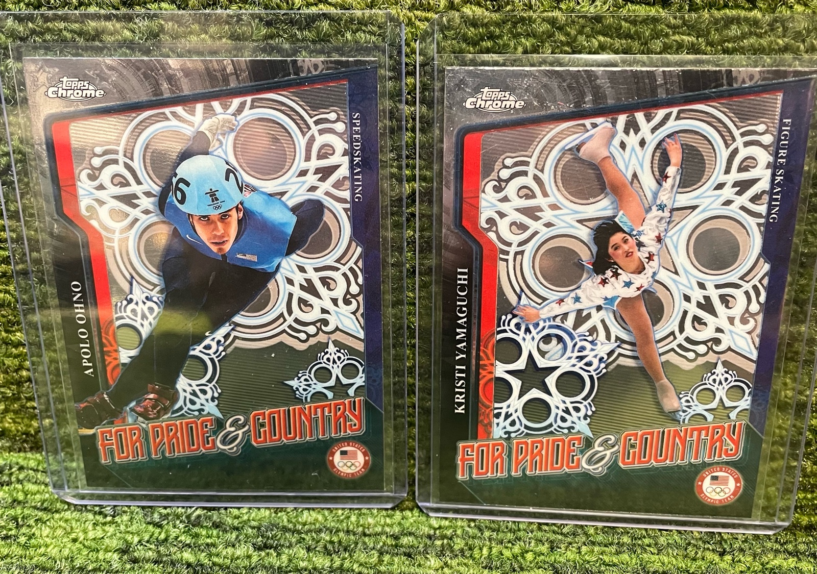 lot 92 image: 2026 Topps Chrome Winter Olympics, Apollo, Ono and Christie Yamaguchi For Pride and Country Inserts