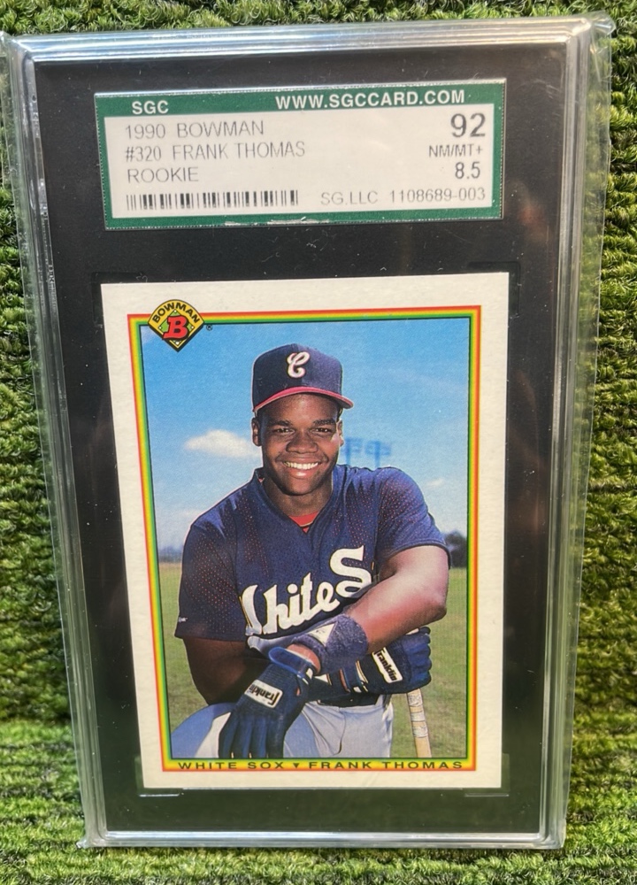 lot 98 image: 1990 Bowman Frank Thomas rookie card RC Chicago White Sox SGC Graded 92