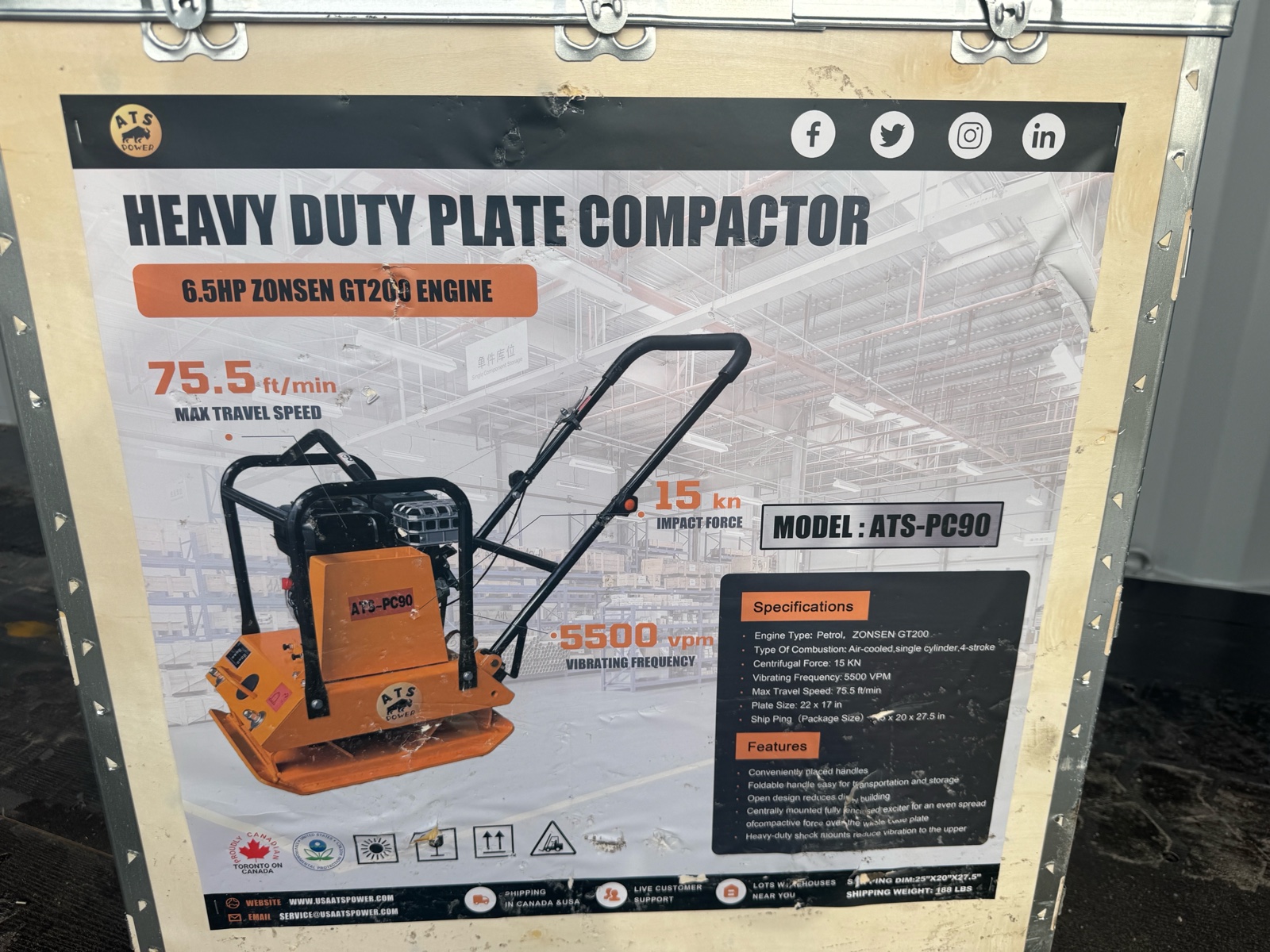 lot 71 image: Heavy Duty Plate Compactor atspower 2026 Unused ATS-PC90H