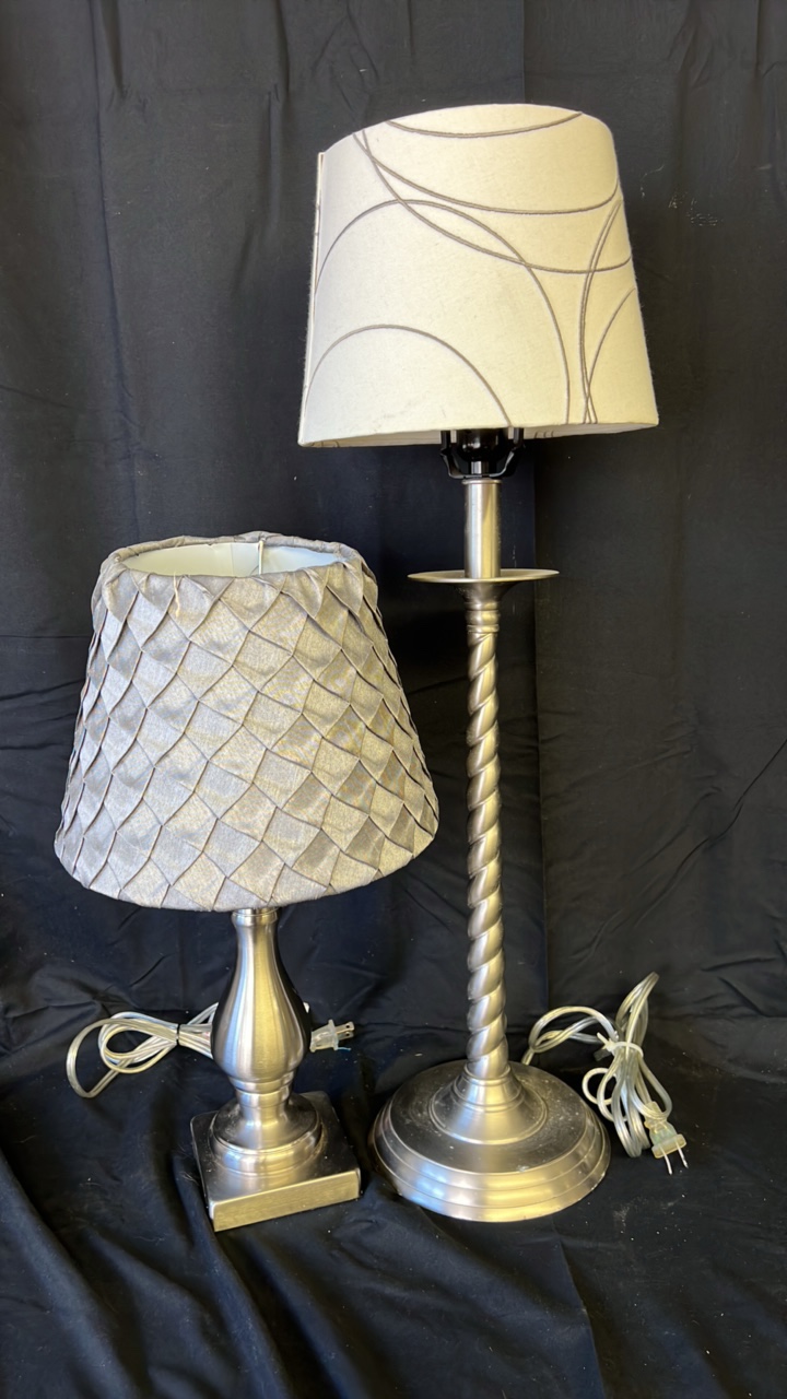 lot 35 image: 2 silver lamps