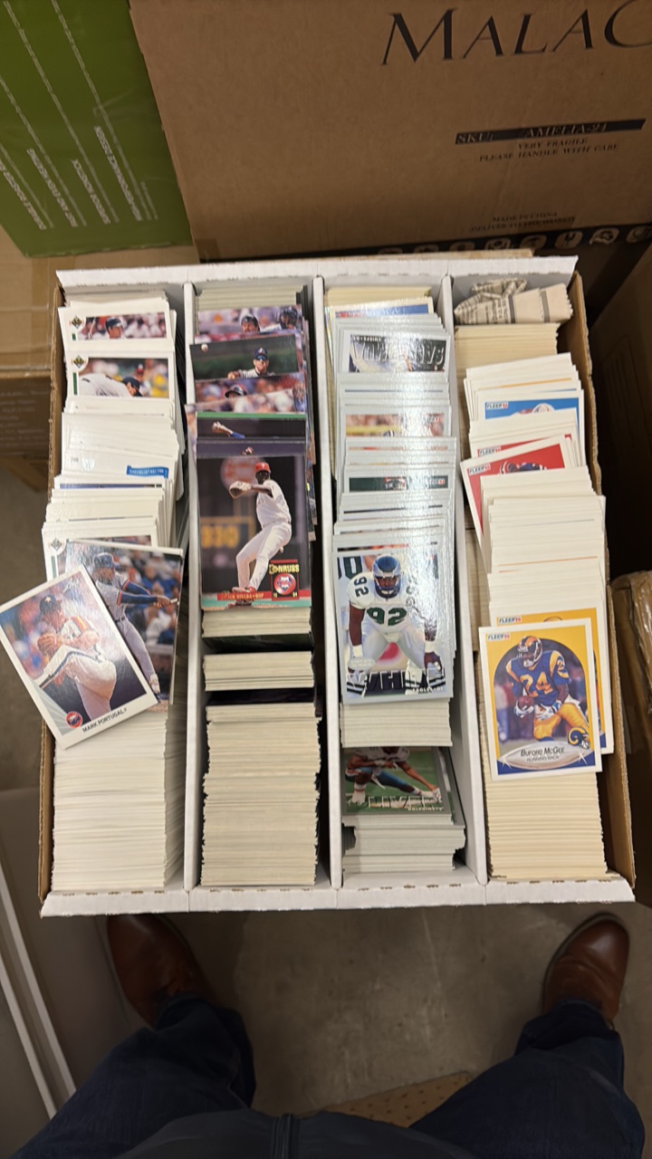 Big Box of 1990s Baseball and Football Cards, Looks Like Partial Sets Someone Was Building