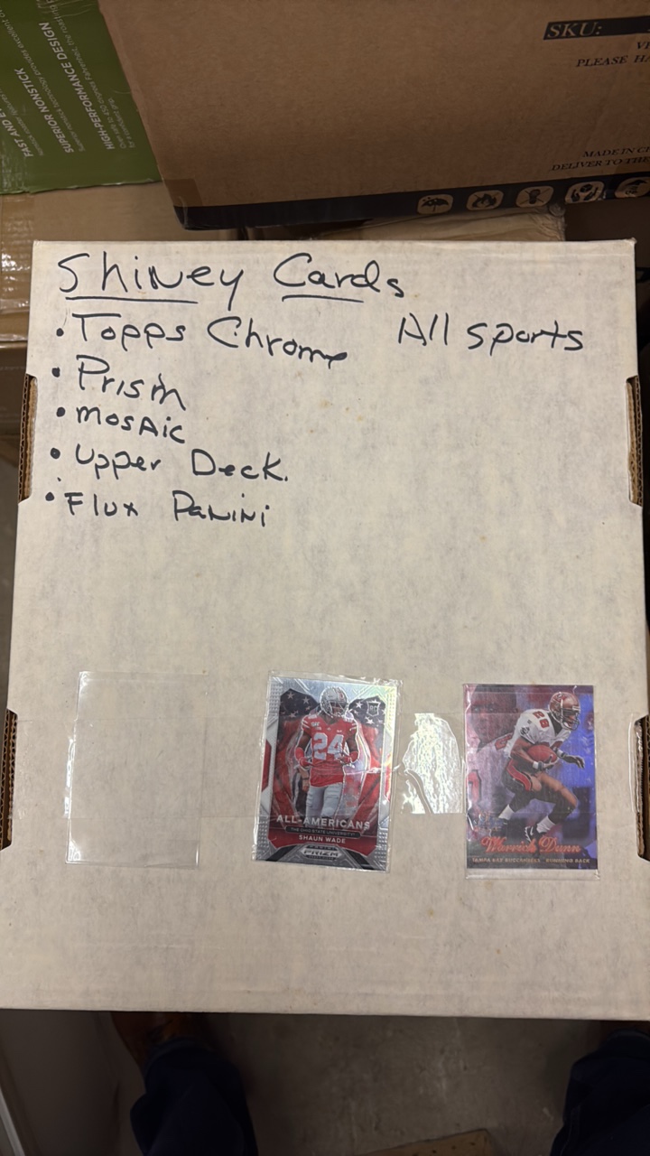 Big Box of Shiney Chrome Cards, Baseball, Basketball and Football, Mostly Newer