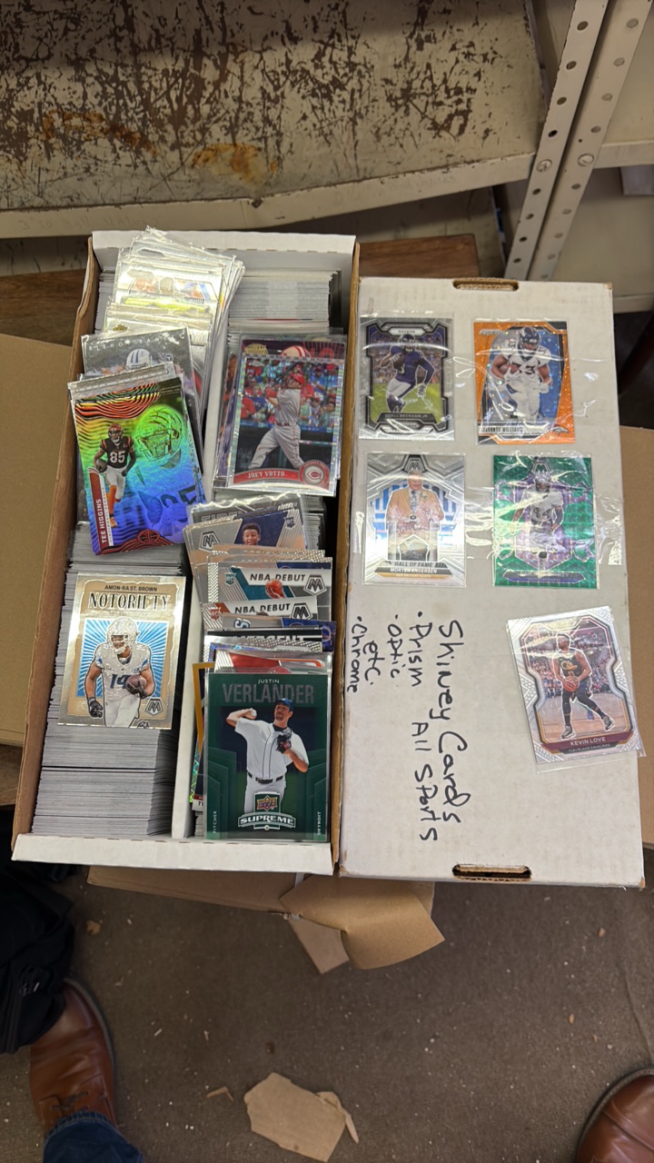 Box of Shiney Metallic and Chrome Looking Cards, Mix of Football, Baseball and Basketball, Lots of Stars