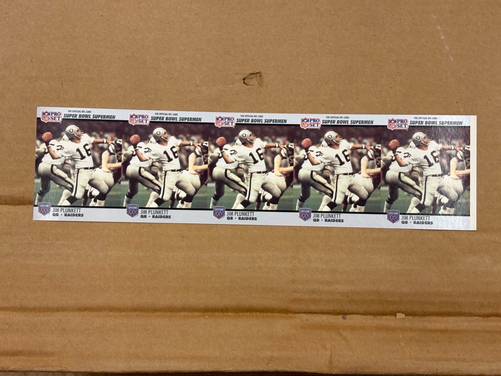 1990 Pro Set Jim Plunkett Uncut Sheet of NFL Cards RARE Collectible