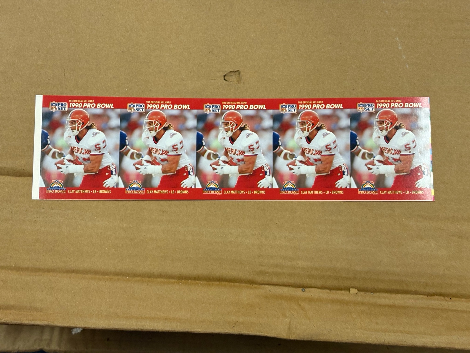 1990 Pro Set Clay Matthews Uncut Sheet of Cards RARE NFL