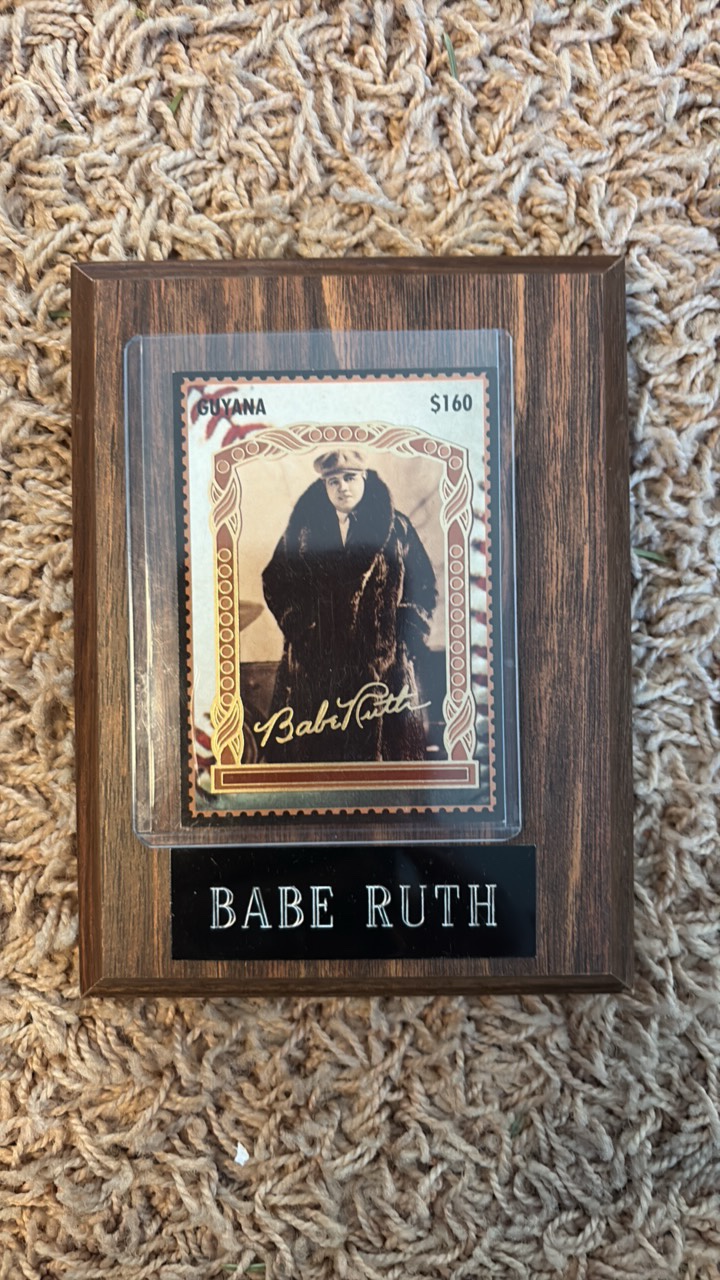 Babe Ruth Baseball Cadd Plaque With Nameplate