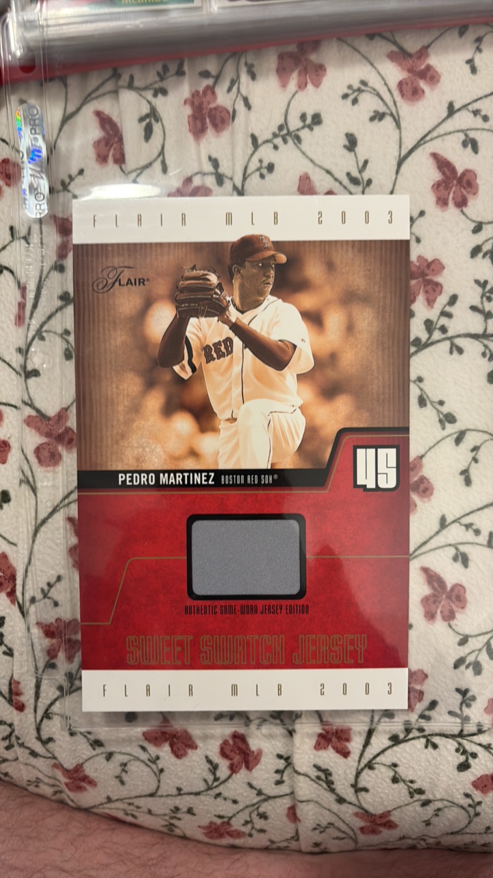 2003 Flair Pedro Martinez Sweet Swatch Jersey Oversized Card, Huge Game Used Jersey Piece