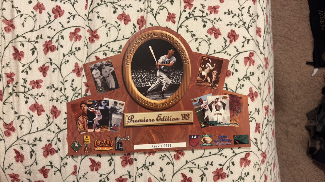 Ted Williams Card Company Premier Edition 1993 Promo Card Serial #d 49729999