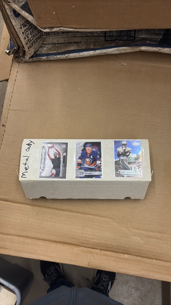 Box of Metal Brand Sports Cards, Mix of Sports