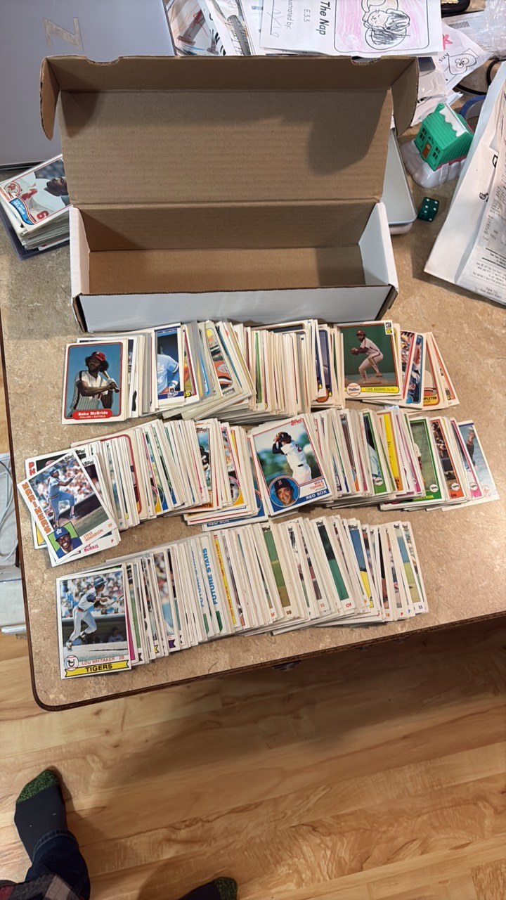 Box of Vintage Baseball Cards From Early 1980s, Mix of Years From 1980 to 1985