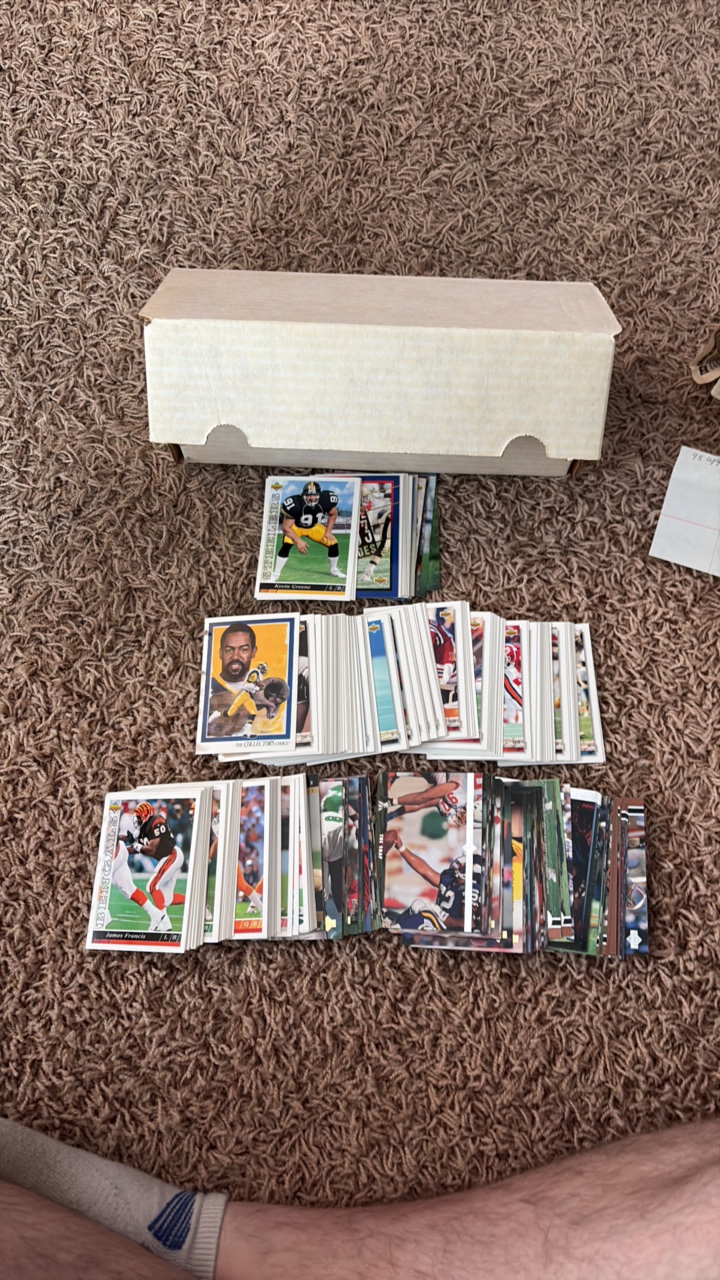 Half Filled Box of 1990s Football Cards