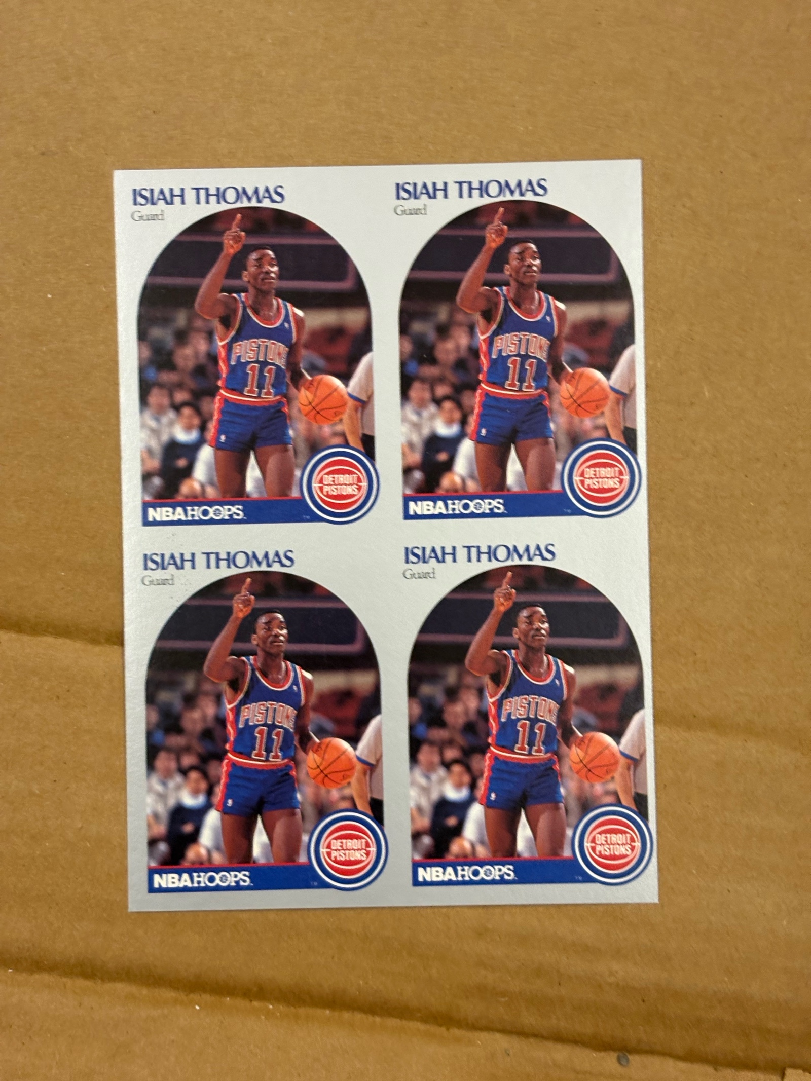 1990 NBA Hoops Isiah Thomas Uncut Sheet of Cards RARE NBA Hall of Famer