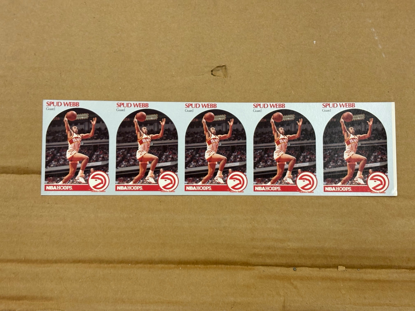 1990 NBA Hoops Spud Webb Uncut Sheet of Cards RARE