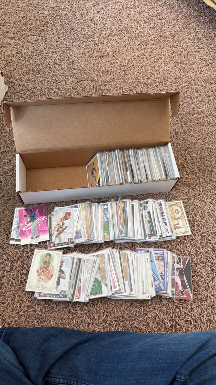 Box of Baseball Cards, Lots of Stats and Semi Stars, Most Cards Sleeved