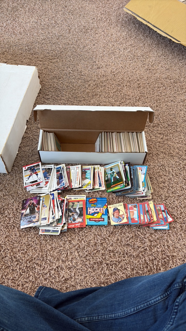 Box of Sports Cards, Mix of Sports and Years, Stars and Stickers and One Sealed Pack