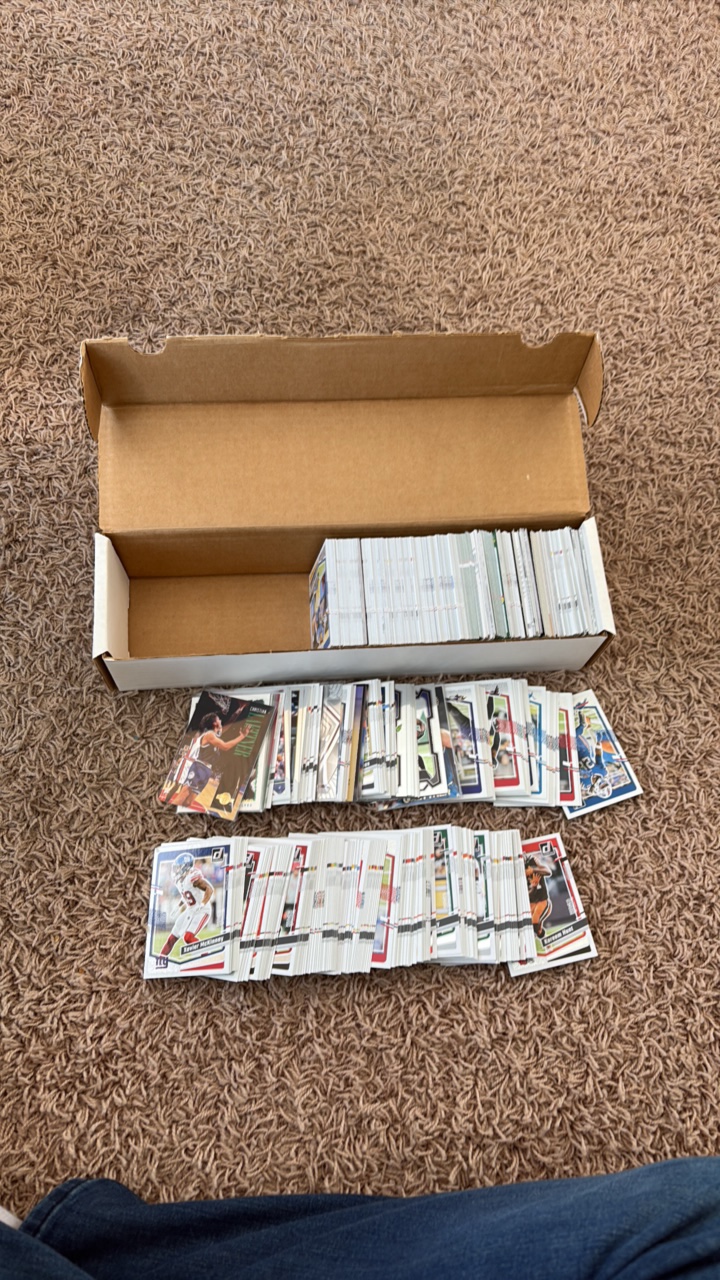 Box of Mostly Modern Football Cards, Lots of Stats