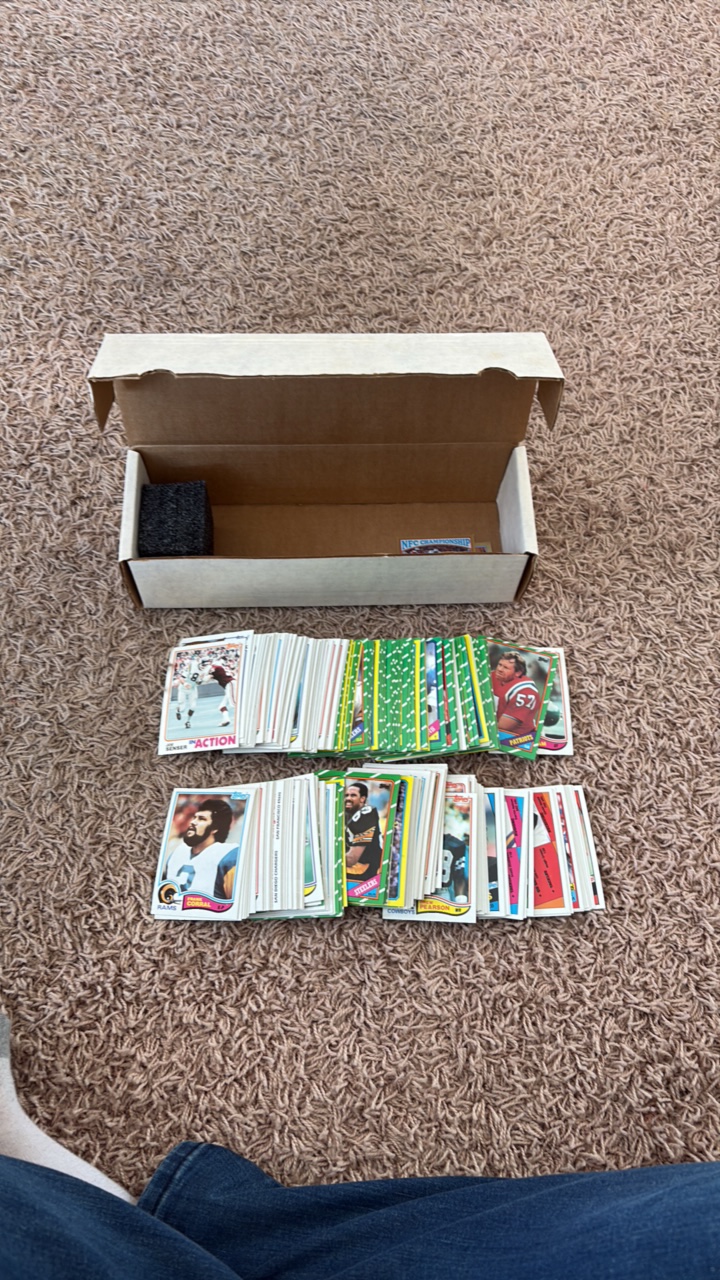 Half Filled Box of Vintage Football Cards From the 1980s