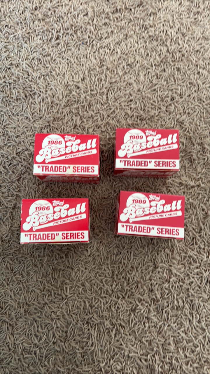 1986 and 1989 Traded Series Nearly Complete Sets, Two of Each Year, Missing Key Rookie Cards