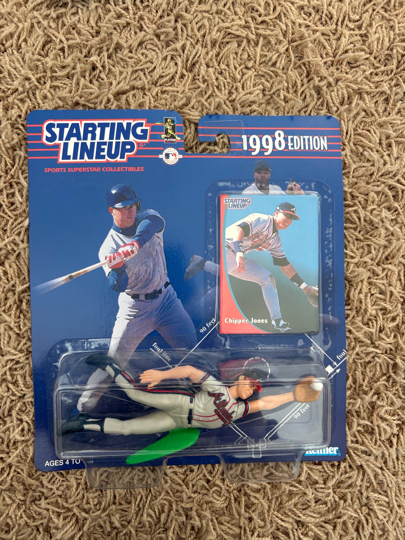 1998 Starting Lineup Baseball Figure Chipper Jones, Sealed Plus Card