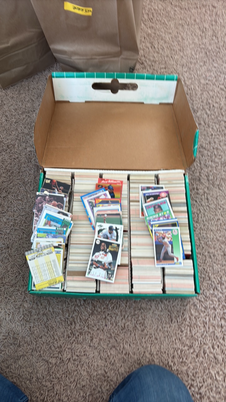 Big Box of 1990s Baseball, Football and Basketball Cards, Hundreds of Cards