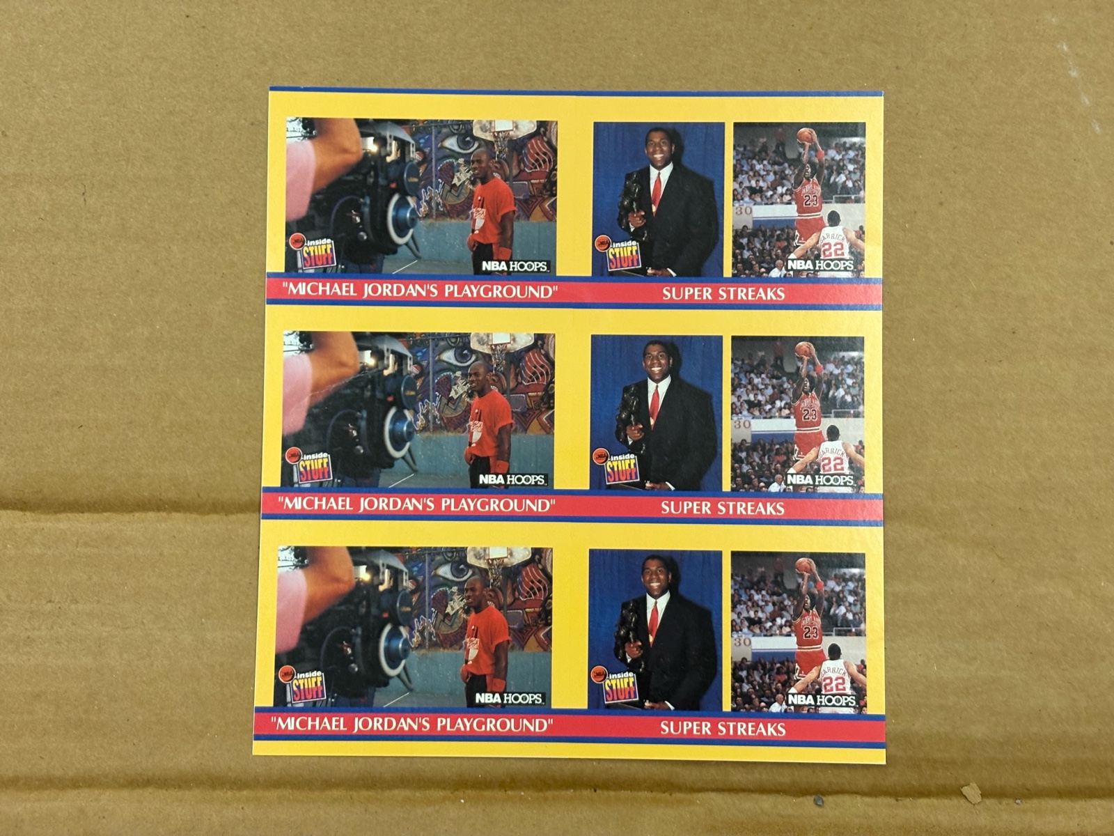 NBA Hoops Michael Jordan and Magic Johnson Uncut Sheet of Cards RARE Collectible NBA Legends