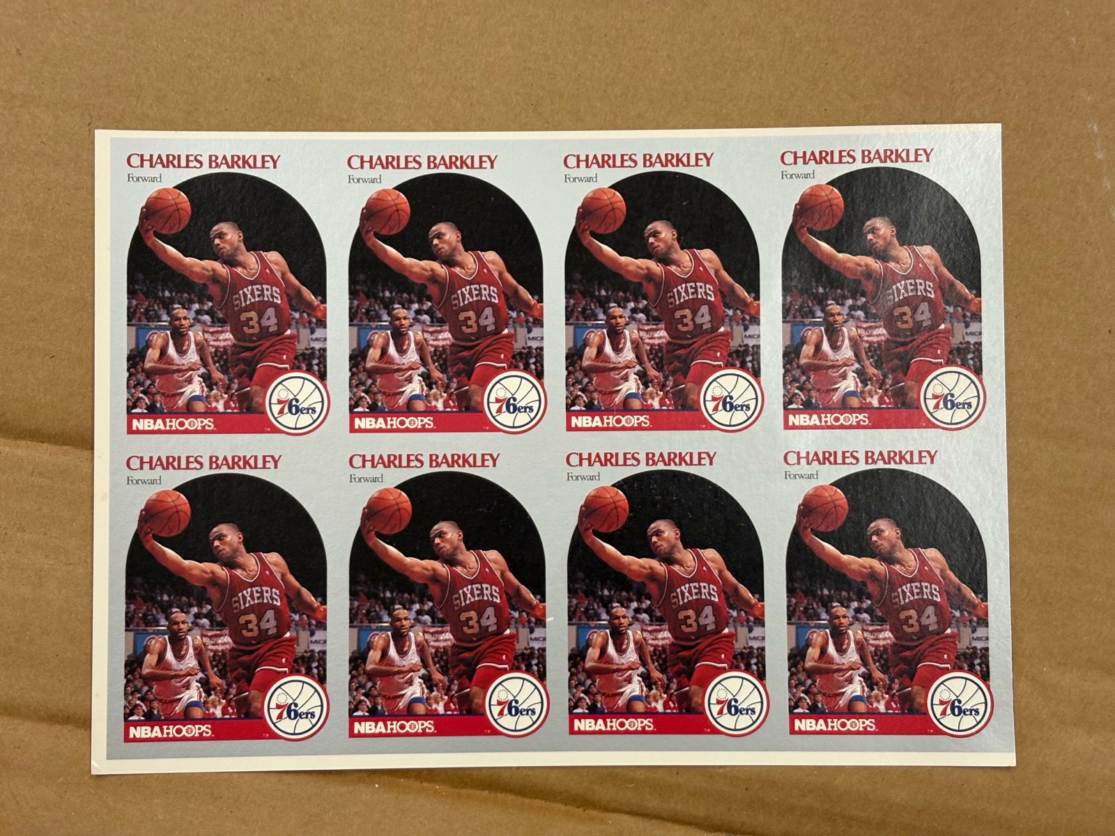 1990 NBA Hoops Uncut Sheet of Charles Barkley Basketball Cards RARE Philadelphia 76ers NBA Hall of Famer