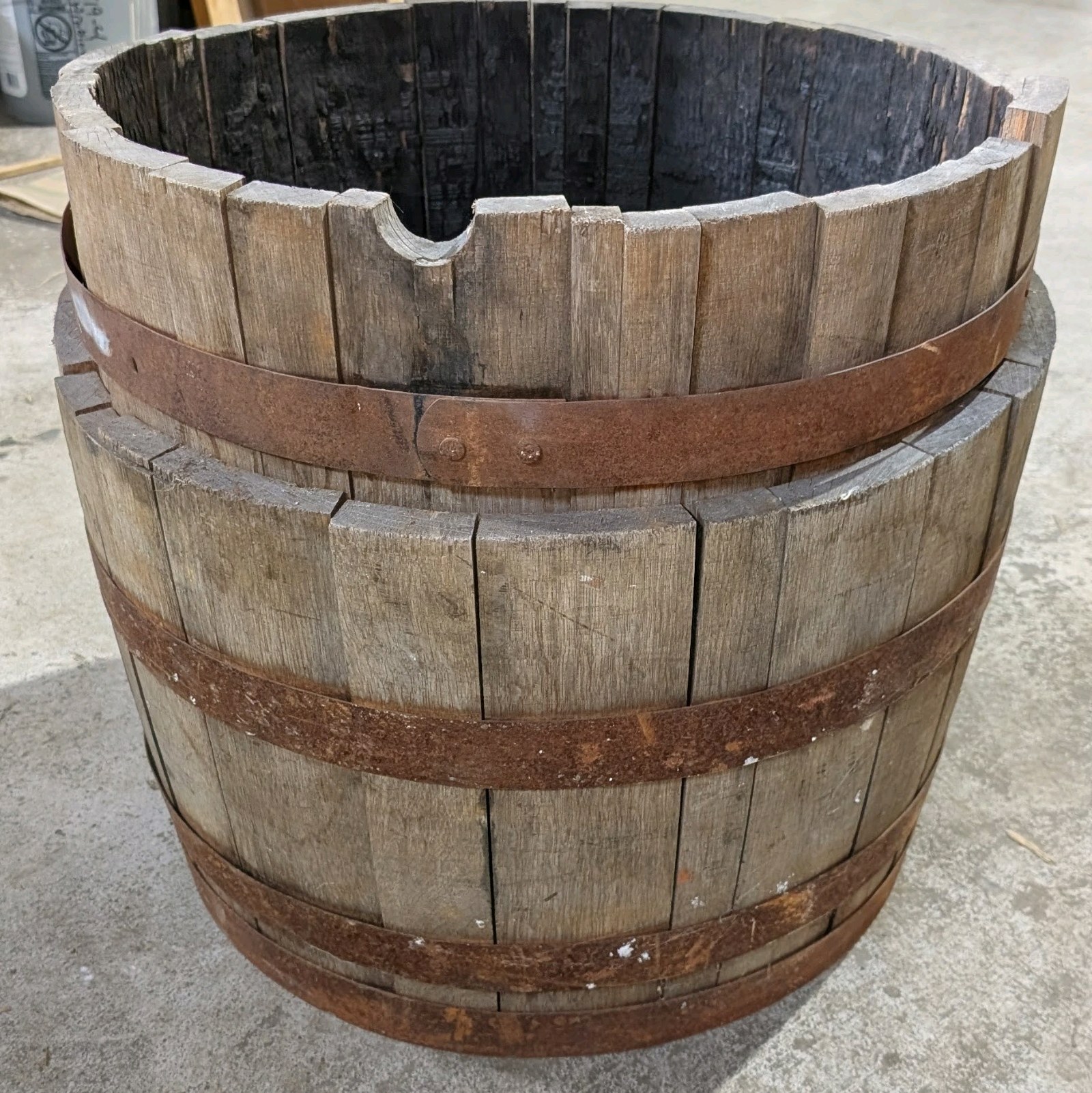 lot 143 image: Pair of Genuine Oak Barrel Planters