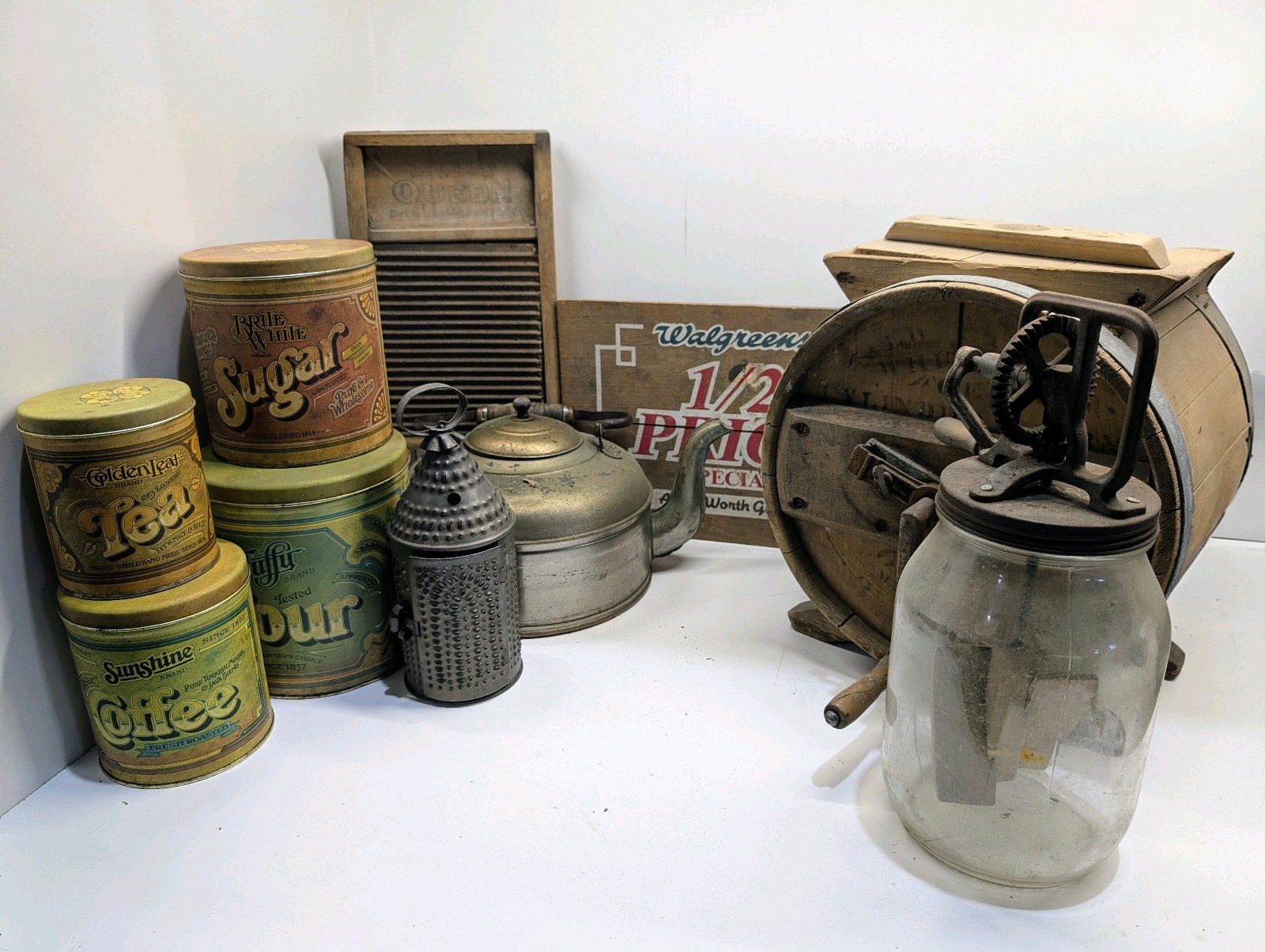 lot 59 image: Lot of antique Collectibles and Vintage Sign