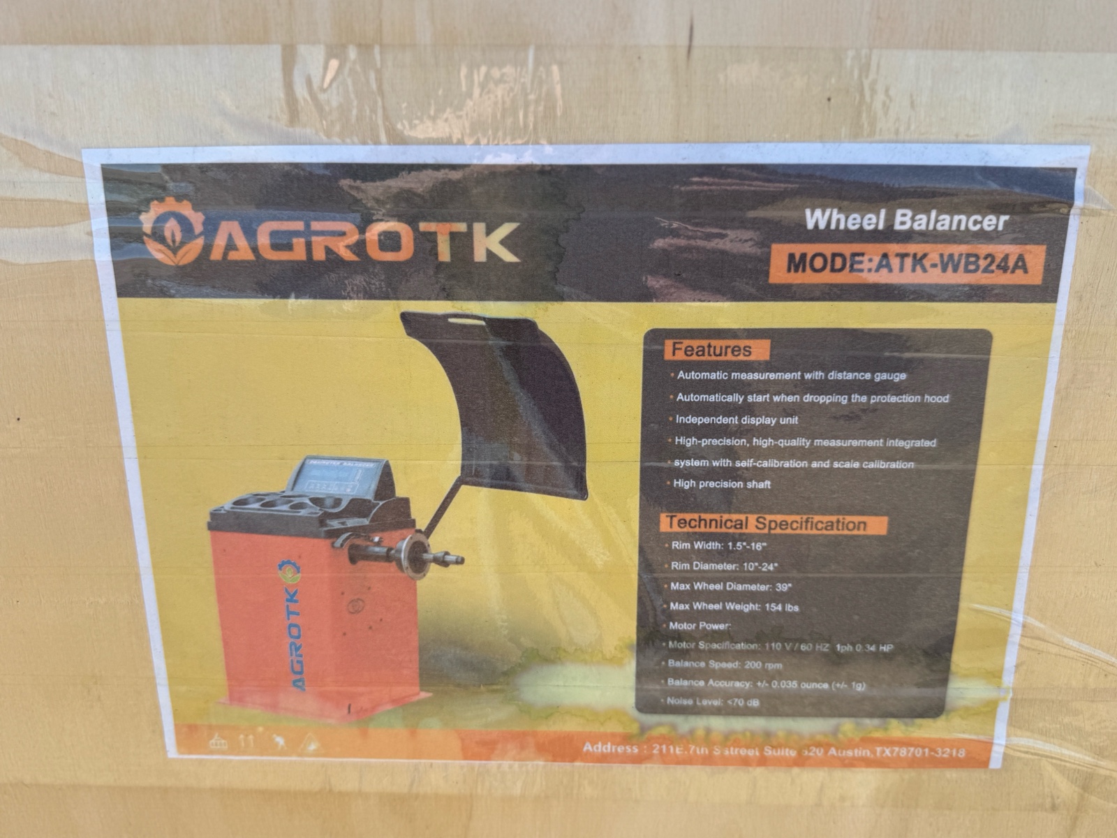 lot 28 image: Tire balancer - AGT - 2026 - Unused - ATK-WB24A