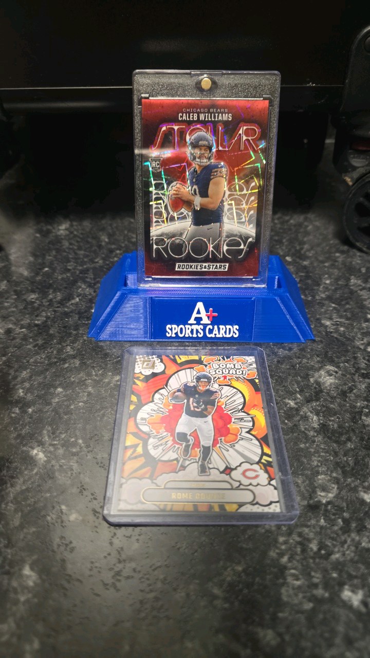 lot 22 image: 2024 Rookie and Stars Caleb Williams Stellar Rookies Red Lazer 2025 Donruss Bomb Squad Rome Odunze