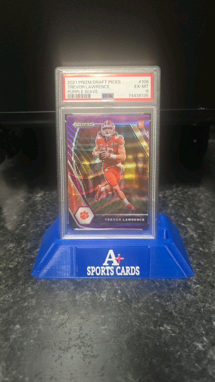 lot 49 image: 2021 Prizm Draft Picks Trevor Lawrence Purple Wave PAS 6