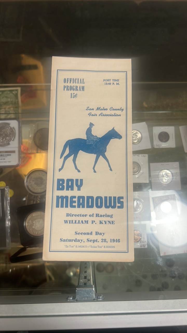 lot 100 image: 1946 bay meadows race program