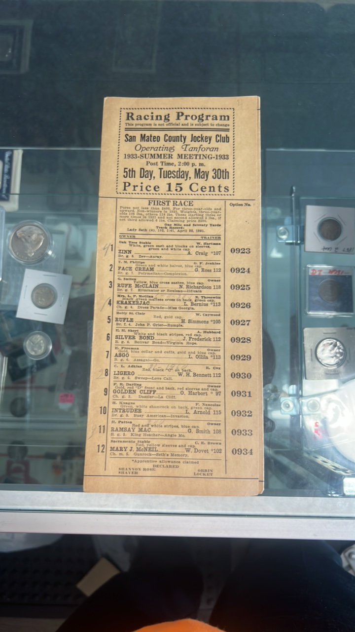 lot 117 image: 1933 horse racing program