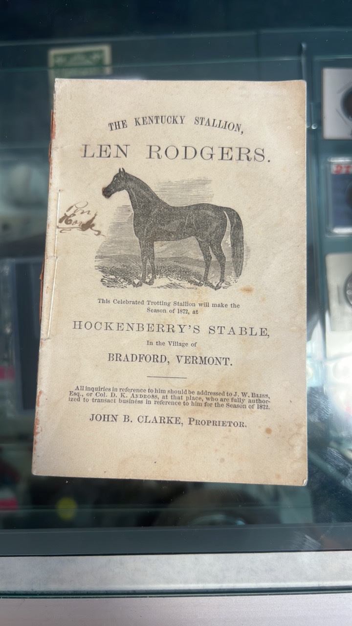 lot 120 image: 1871 the Kentucky stallion Len rogers booklet with multiple signatures