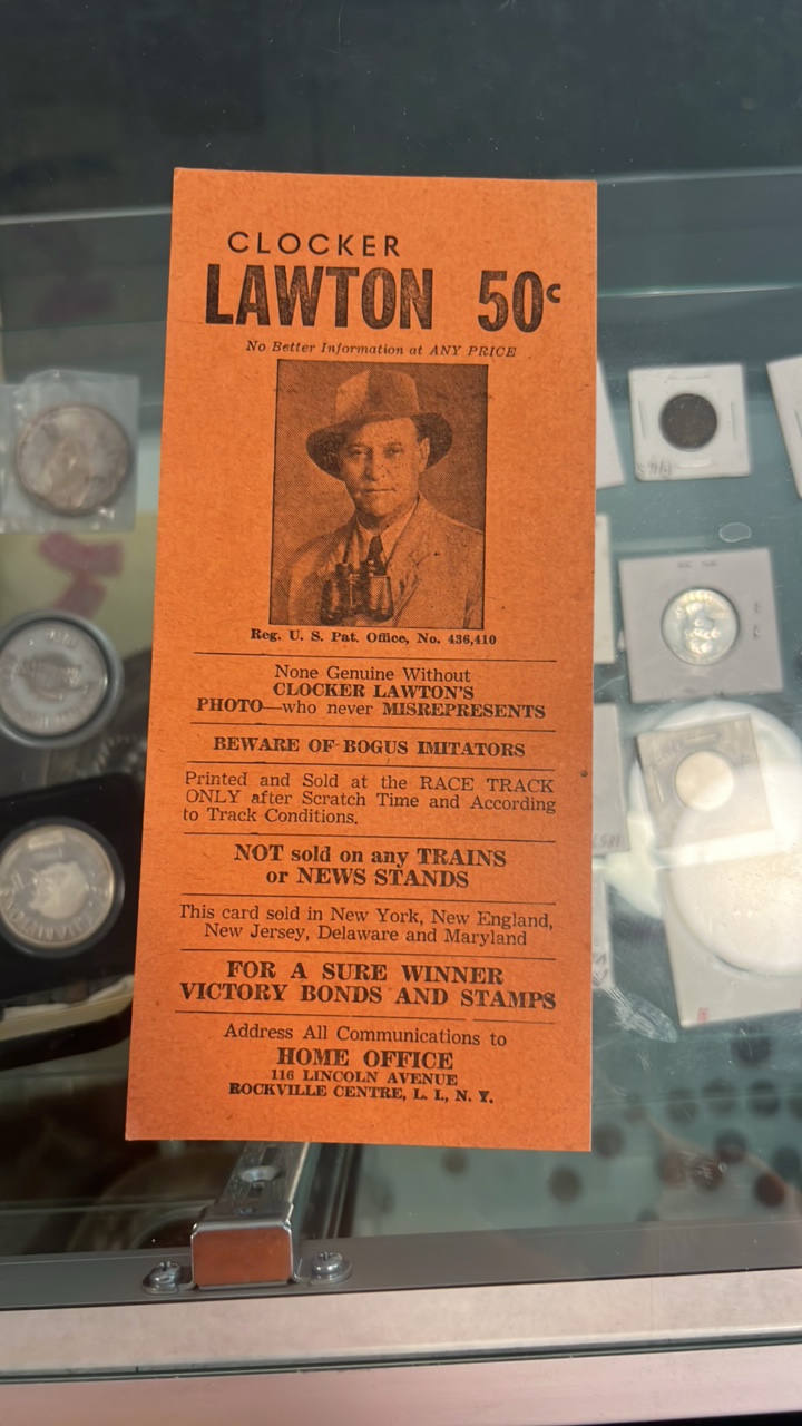 lot 125 image: 1949 Suffolk downs clocker Lawton paper