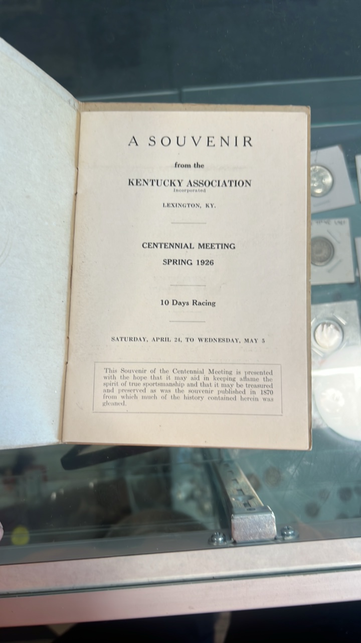 lot 128 image: 1926 Kentucky association 100 year anniversary booklet