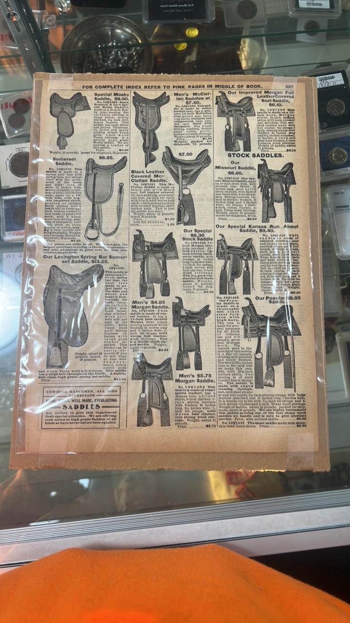lot 135 image: antique saddle advertisement