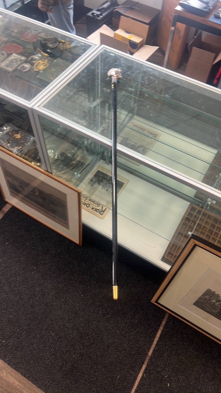 lot 21 image: cane with sterling silver handle