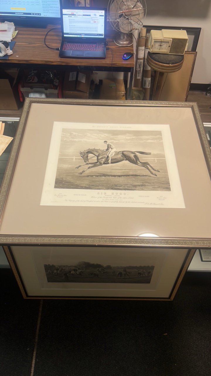 lot 26 image: 1892 sir Hugo horse racing etching