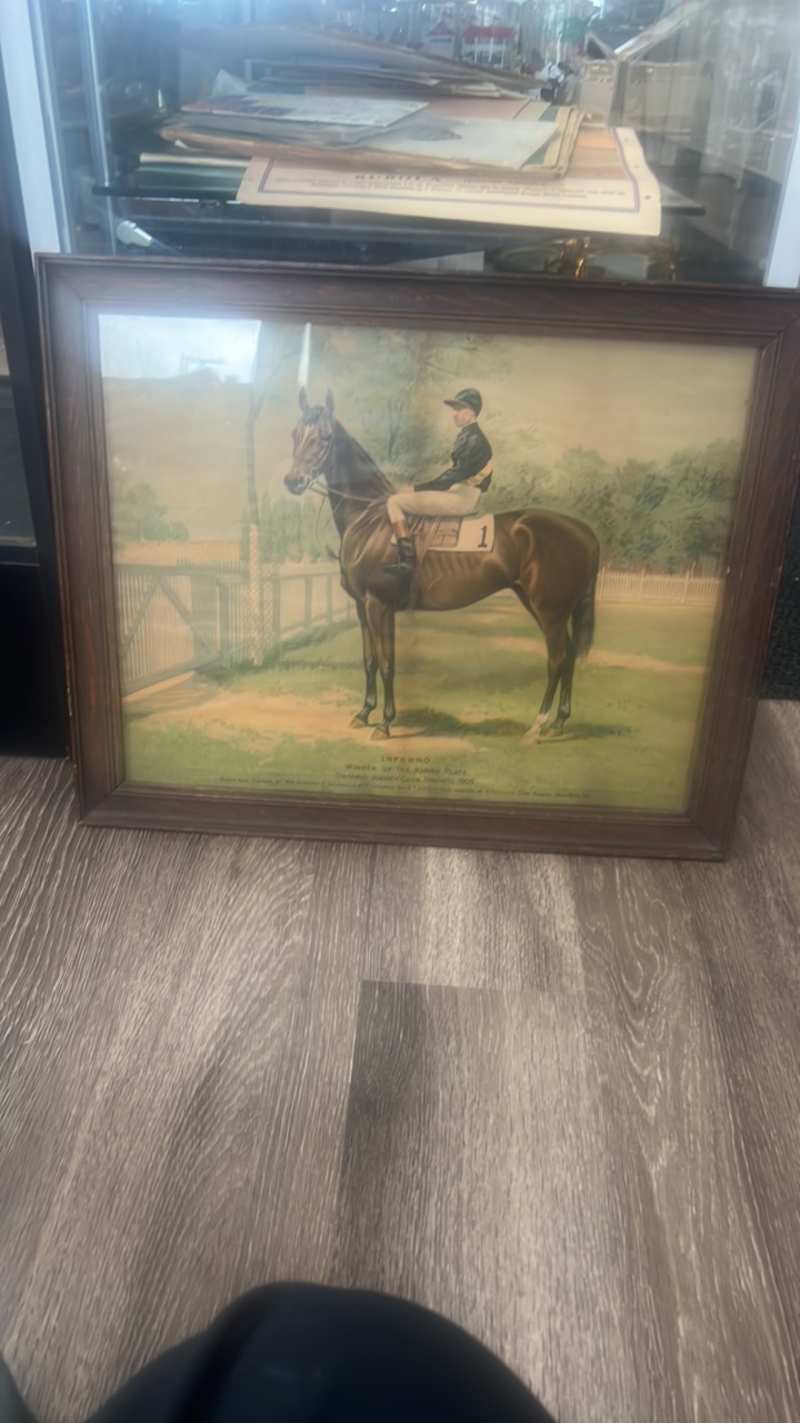 early 1900s inferno racing horse lithograph
