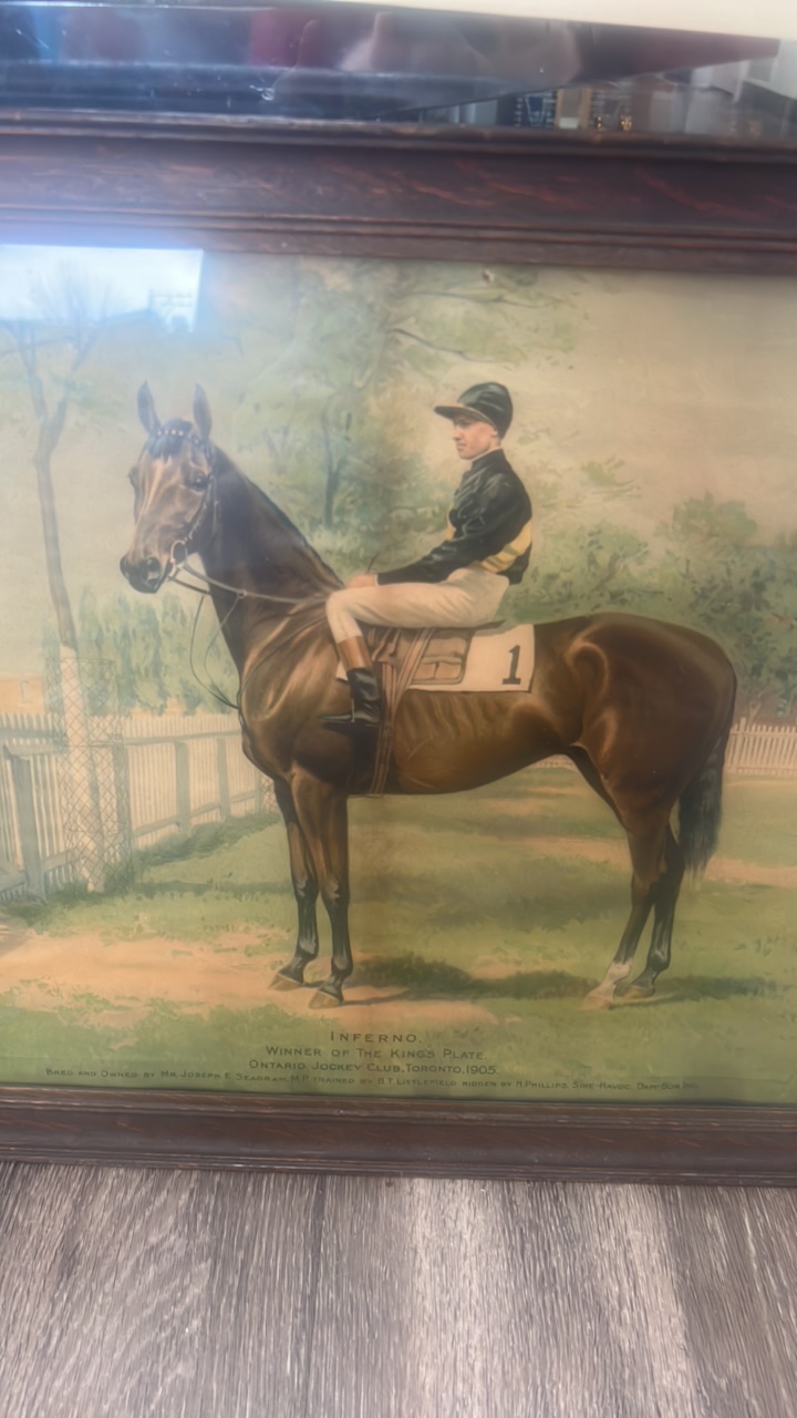 early 1900s inferno racing horse lithograph