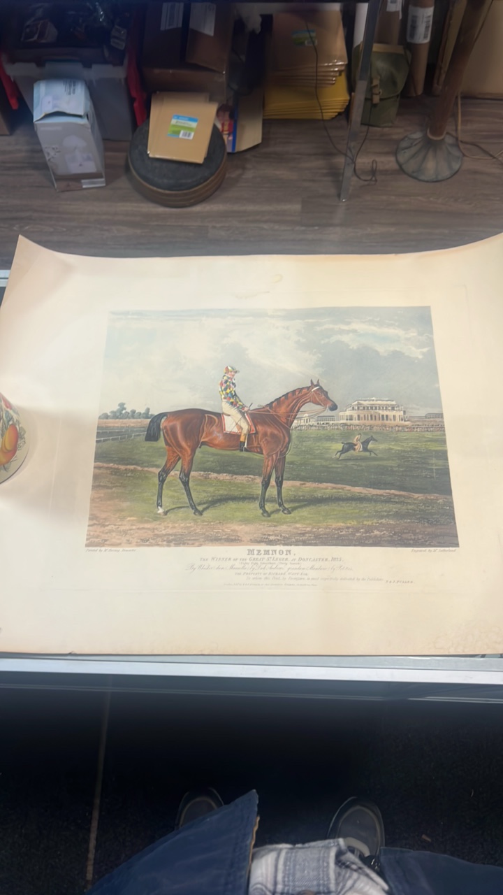 lot 30 image: late 1800s memnon horse racing etching