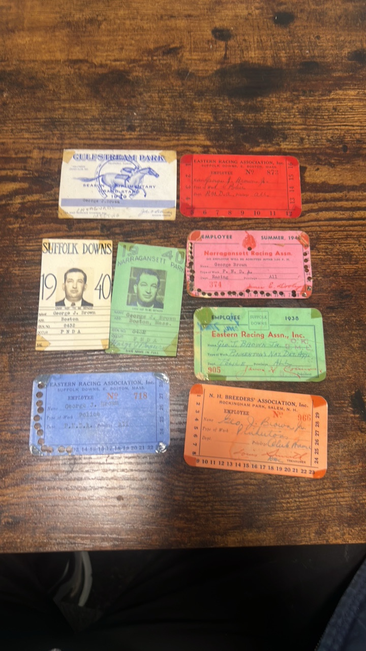 lot 4-1 image: 1938-1940 Pinkerton national detective agency employee I.d. cards for famous race tracks