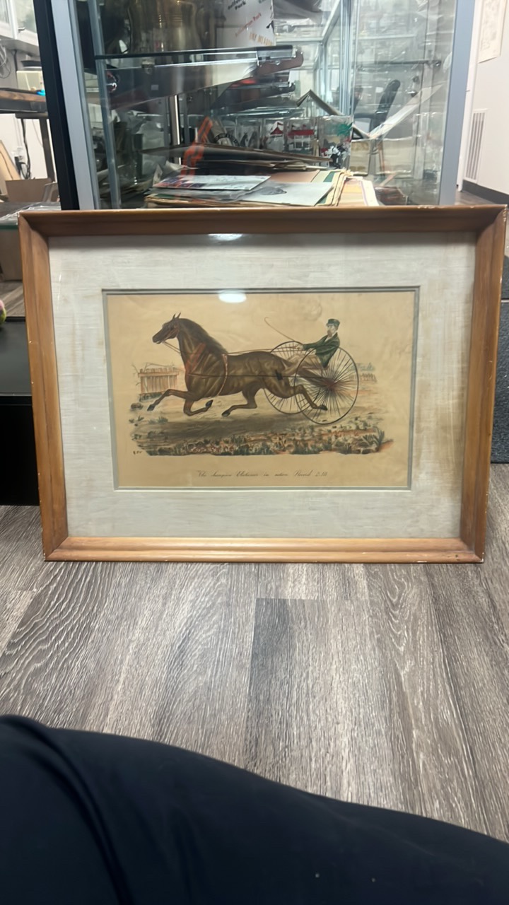 lot 4 image: late 1800s horse racing lithograph