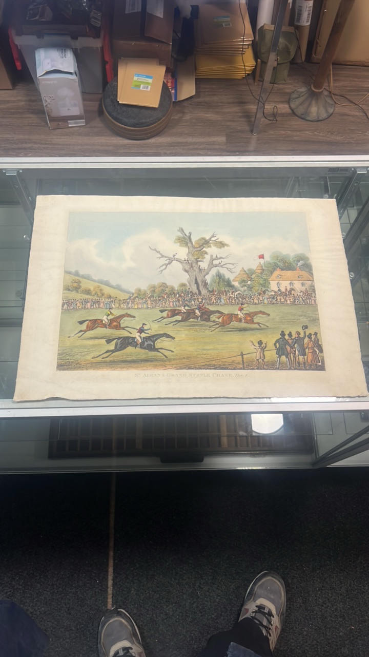 lot 44 image: late 1800s horse racing lithograph