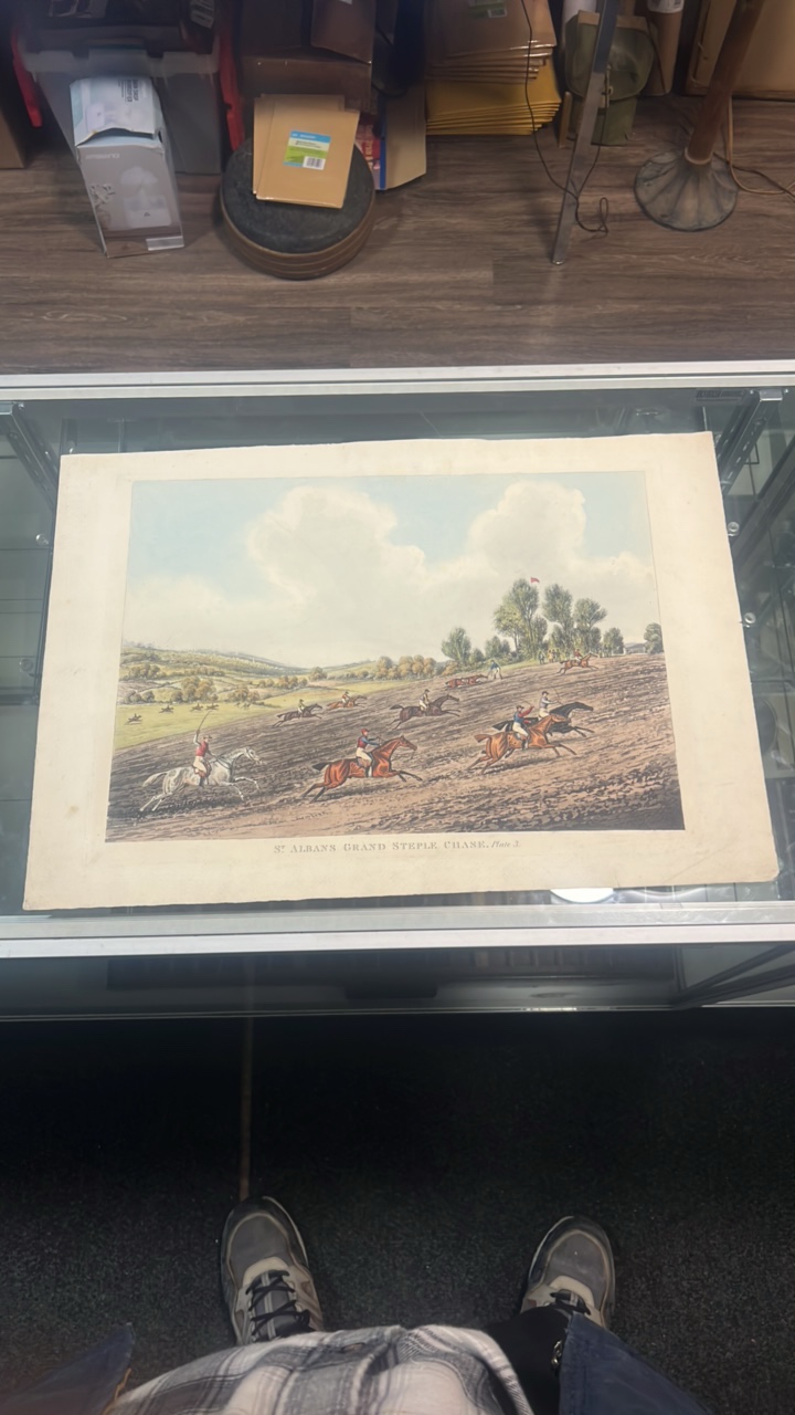lot 45 image: late 1800s horse racing lithograph