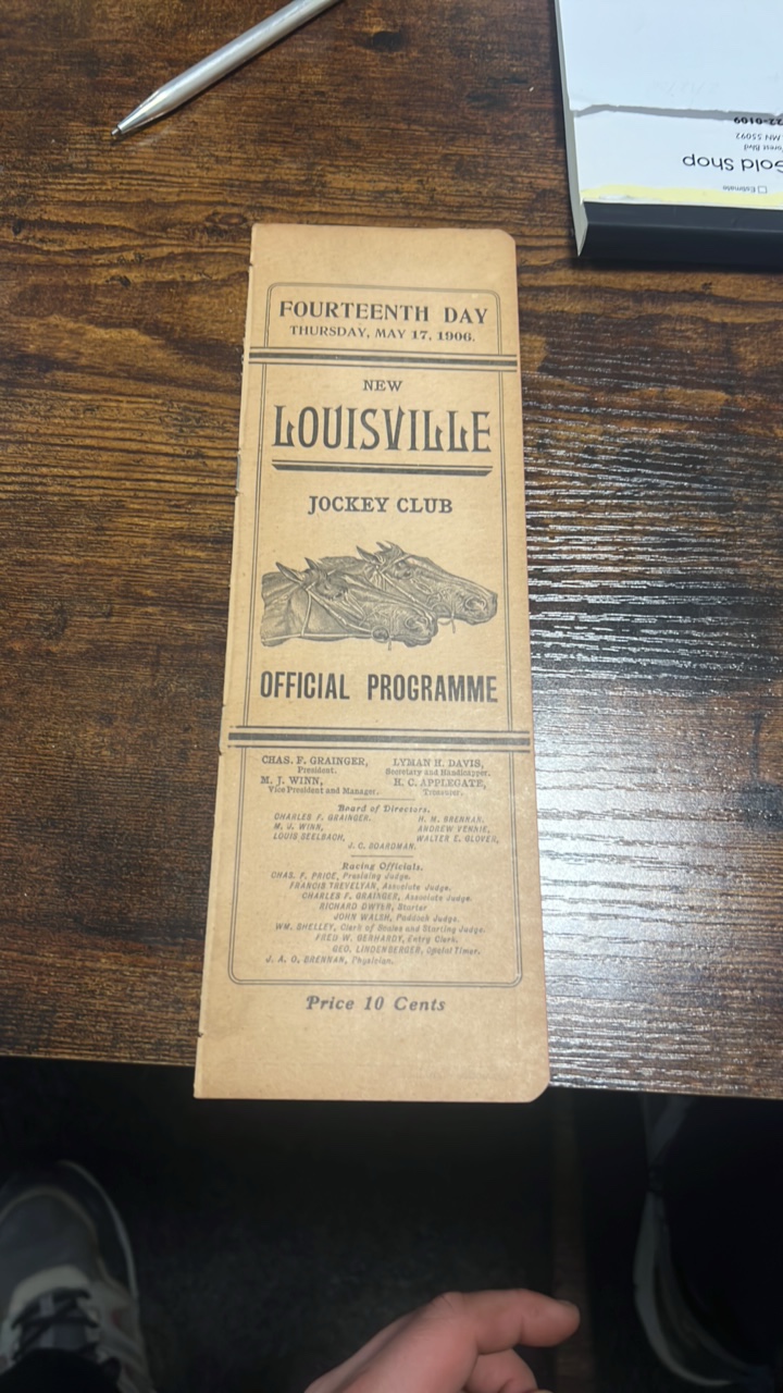 lot 49-1 image: 1906 Louisville jockey club Churchill downs race program