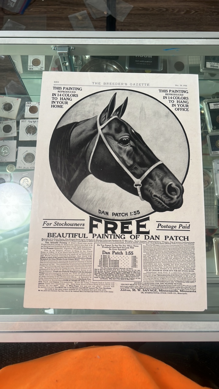 lot 56-1 image: 1911 Dan patch advertisement