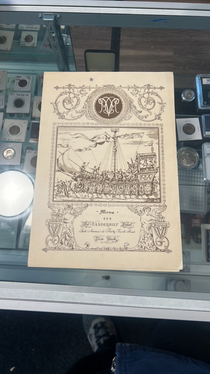 lot 73 image: 1934 Vanderbilt hotel menu