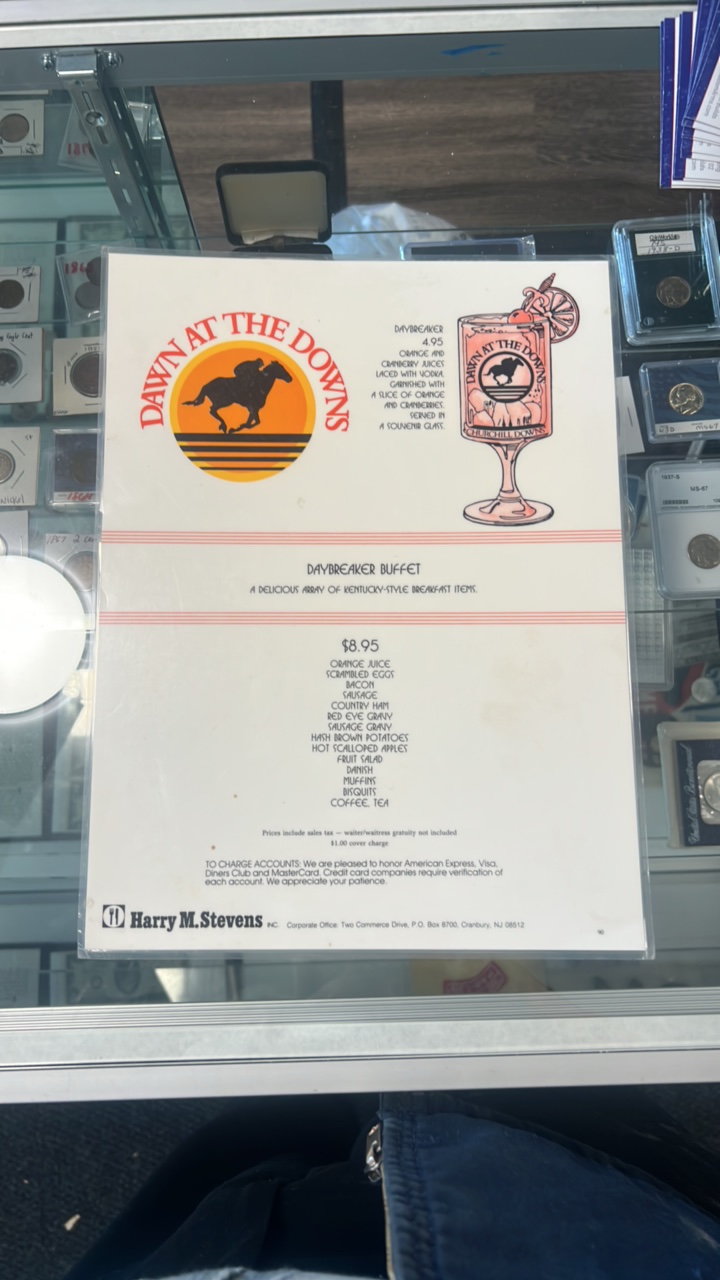 lot 75 image: Churchill downs dawn at the downs menu